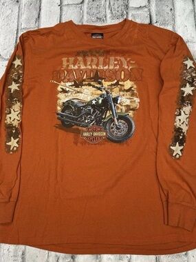 NWOT Harley-Davidson Orange Long Sleeve Motorcycle Graphic Tee